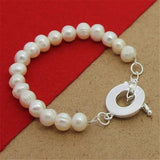 925 Silver Freshwater Pearl Bracelet Charm Jewelry Wedding Gift