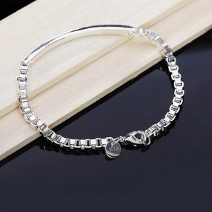925 Silver Venetian Box Cowhide Bracelet for Men & Women