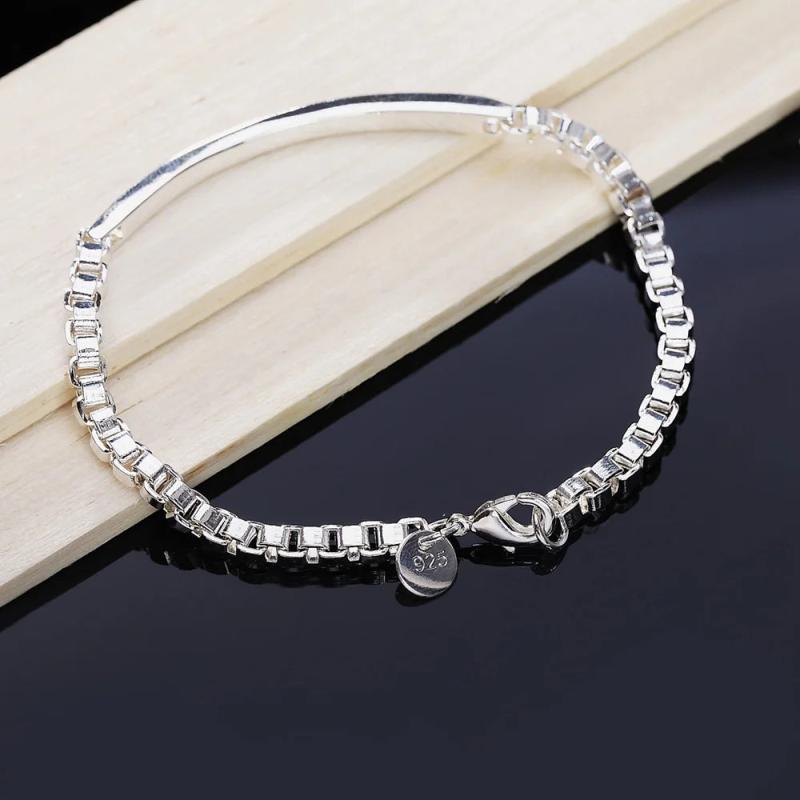 925 Silver Venetian Box Cowhide Bracelet for Men & Women