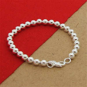 925 Sterling Silver Bracelet 6MM8 Inch Prayer Beads Bracelet Women'S Party Charm