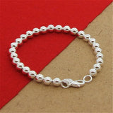 925 Sterling Silver Bracelet 6MM8 Inch Prayer Beads Bracelet Women'S Party Charm