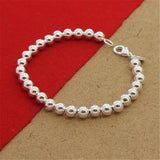 925 Sterling Silver Bracelet 6MM8 Inch Prayer Beads Bracelet Women'S Party Charm