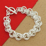 925 Silver Bracelet 8 Inch Multi-Ring Interlocking Bracelet