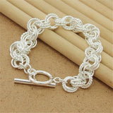 925 Silver Bracelet 8 Inch Multi-Ring Interlocking Bracelet