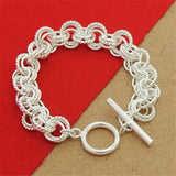 925 Silver Bracelet 8 Inch Multi-Ring Interlocking Bracelet