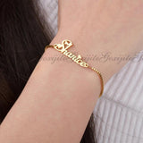 Goxijite Name Bracelet Stainless Steel Stretch Arabic Letter