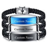 Vintage Engrave Name Braid Woven Leather Bracelet DIY Letter Men Bangle Jewelry