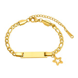 Stainless Steel Star ID Bracelet for Kids, Engraving Name Bracelet 15+5cm