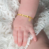 Stainless Steel Star ID Bracelet for Kids, Engraving Name Bracelet 15+5cm