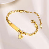 Stainless Steel Star ID Bracelet for Kids, Engraving Name Bracelet 15+5cm