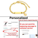 Stainless Steel Star ID Bracelet for Kids, Engraving Name Bracelet 15+5cm