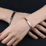 NIBASTAR Engrave Name Date Couple Bracelet Stainless Steel Personalized