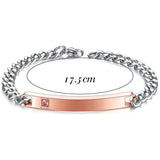 NIBASTAR Engrave Name Date Couple Bracelet Stainless Steel Personalized