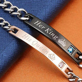 NIBASTAR Engrave Name Date Couple Bracelet Stainless Steel Personalized