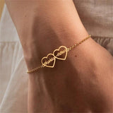 Personalized Double Name Bracelet Stainless Steel Heart Nameplate