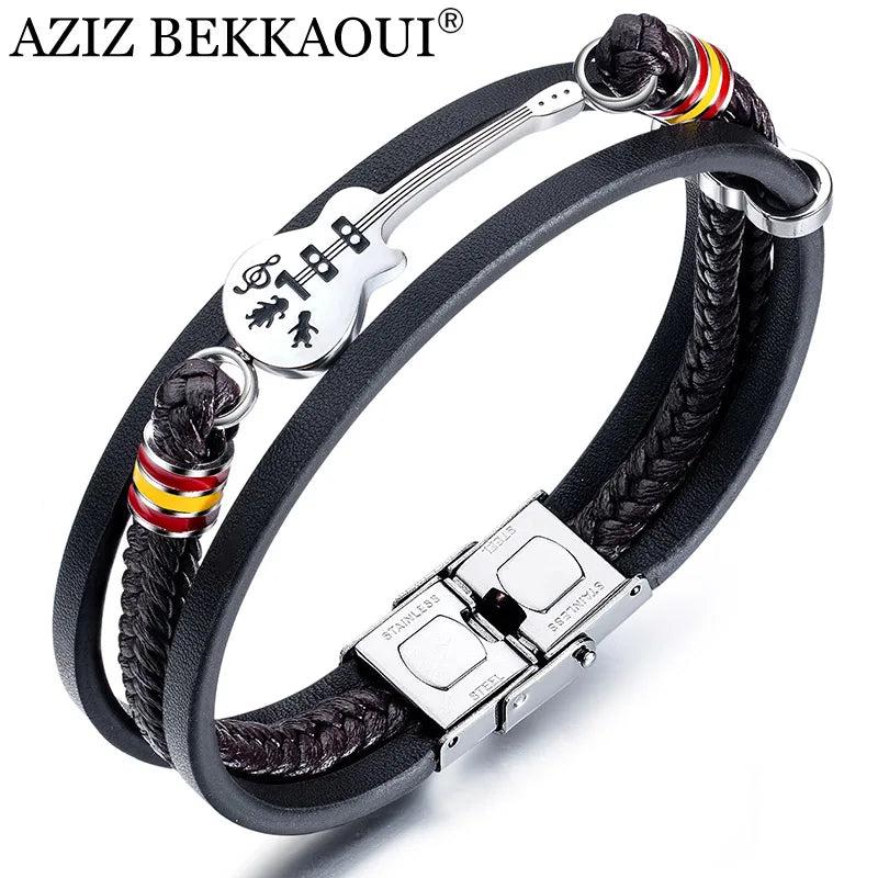 Personalized Stainless Steel Guitar Bracelet for Men