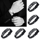 15mm Stainless Steel Bangle w/ Silicone Rubber Band for Men