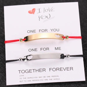 Custom Engraved Name Bracelet Set Stainless Steel Red Rope Women's Gift