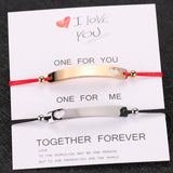Custom Engraved Name Bracelet Set Stainless Steel Red Rope Women's Gift