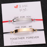 Custom Engraved Name Bracelet Set Stainless Steel Red Rope Women's Gift