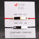 Custom Engraved Name Bracelet Set Stainless Steel Red Rope Women's Gift