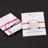 Custom Engraved Name Bracelet Set Stainless Steel Red Rope Women's Gift