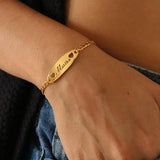 Personalized Name Bracelet with Heart Cuban Chain for Women