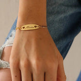 Personalized Name Bracelet with Heart Cuban Chain for Women