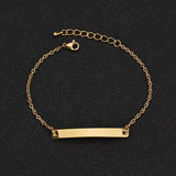Personalized Link Chain Bracelet Engraved Date ID Bangle Women Gift