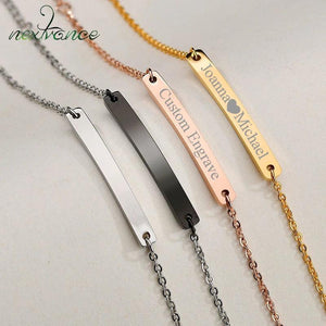 Personalized Link Chain Bracelet Engraved Date ID Bangle Women Gift