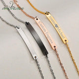 Personalized Link Chain Bracelet Engraved Date ID Bangle Women Gift