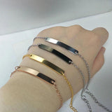 Personalized Link Chain Bracelet Engraved Date ID Bangle Women Gift