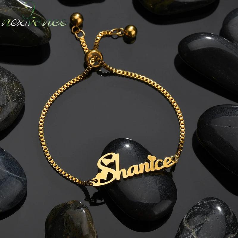 Nextvance Name Heart Bead Chain Bracelet Lover Stainless Steel