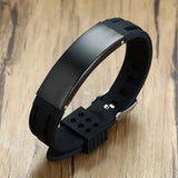 Men's Personalized ID Bar Bracelet with Silicone Band