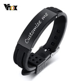 Men's Personalized ID Bar Bracelet with Silicone Band