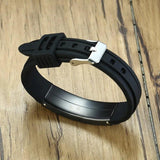 Men's Personalized ID Bar Bracelet with Silicone Band