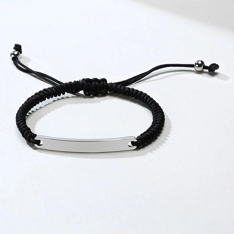Personalized Braided Rope ID Bracelet for Women