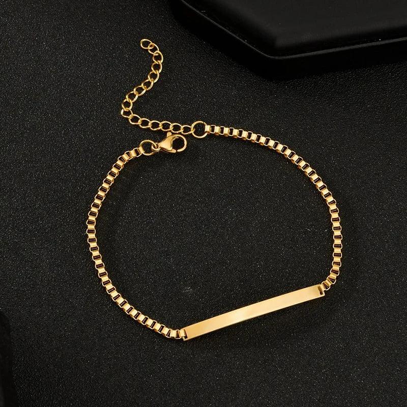 Engrave Name Date Bangle Bracelets Stainless Steel Couple Bracelets