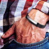 Leather Bracelet Flat Thin Double Chain Link Wrap Wrist Boyfreind Husband