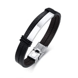 Leather Bracelet Flat Thin Double Chain Link Wrap Wrist Boyfreind Husband