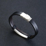 Leather Bracelet Flat Thin Double Chain Link Wrap Wrist Boyfreind Husband