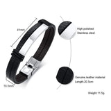Leather Bracelet Flat Thin Double Chain Link Wrap Wrist Boyfreind Husband