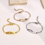Personalized Baby Bracelet, Heart Stainless Steel Chain, Birthday Gift