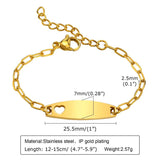 Personalized Baby Bracelet, Heart Stainless Steel Chain, Birthday Gift