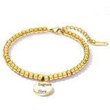 Stainless Steel Beaded Bracelets for Women Adjustable Engrave Jewelry