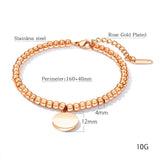 Stainless Steel Beaded Bracelets for Women Adjustable Engrave Jewelry