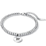 Stainless Steel Beaded Bracelets for Women Adjustable Engrave Jewelry