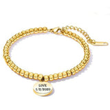 Stainless Steel Beaded Bracelets for Women Adjustable Engrave Jewelry