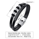Men's Leather Bracelet Beads Charm Bangle Layered Wristband Casual Jewelry