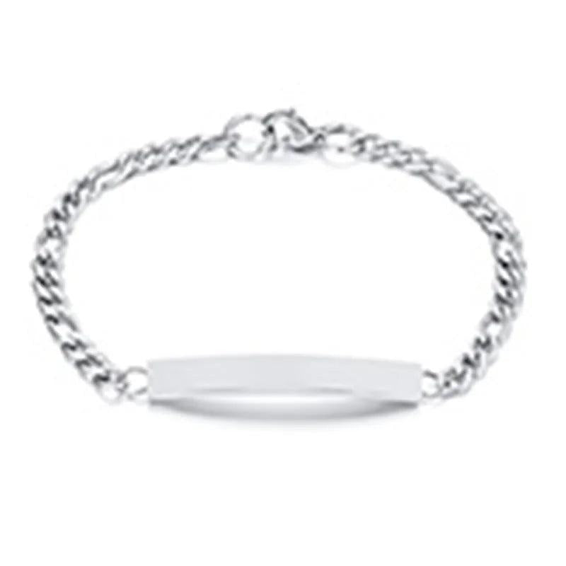 Engrave Name Date ID Bracelet Silver Stainless Steel